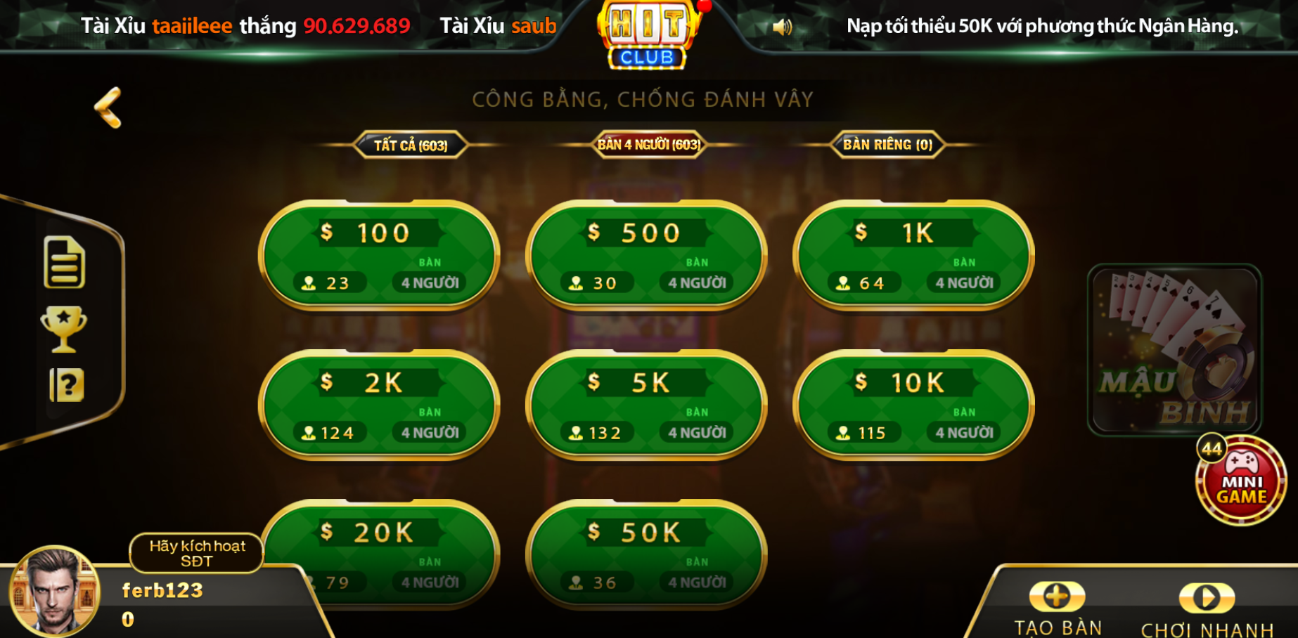 Nên chơi Mậu binh online ở đâu? 